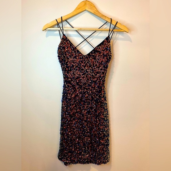 Lovely Day Dresses & Skirts - Lovely Day V Neck Spaghetti Strap Sequin Bodycon Dress Multicolor Women's Size S